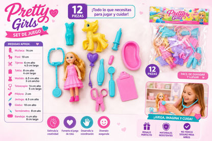 Foto de MUÑECA C/ACCES 12 PZS PRETTY GIRLS RZ388-34 GET05-26 (336)