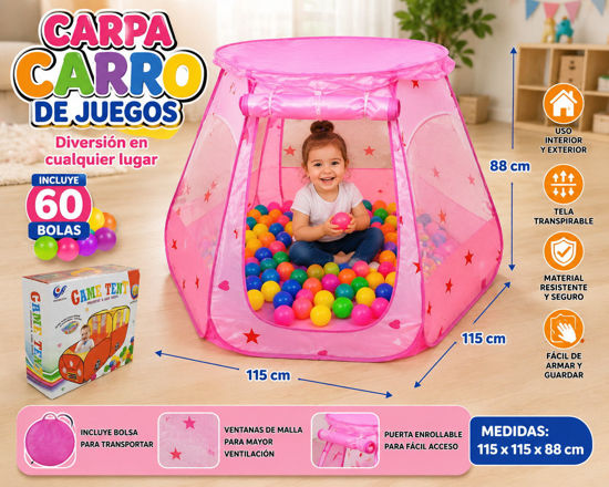 Foto de CARPA CARRO JUEGOS 60 BOLAS 46-B64228 GAME TENT 115x115x88cms
