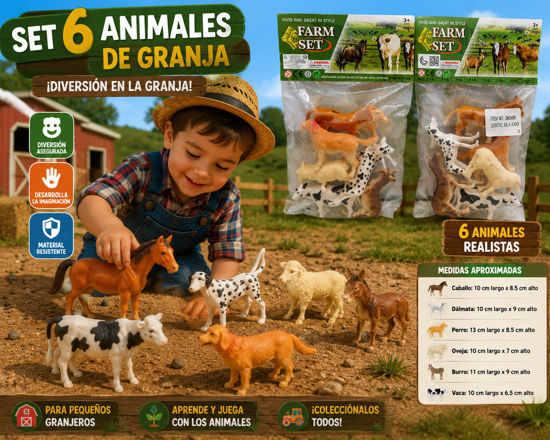 Foto de SET 6 ANIMALES GRANJA #832-46-A76280 FARM SET (120)