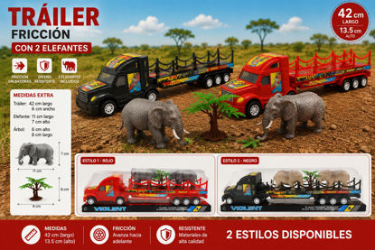 Foto de TRAILER FRICCION CON 2 ELEFANTES #832-46-A69590 / 43largx13.5alt cms (72)