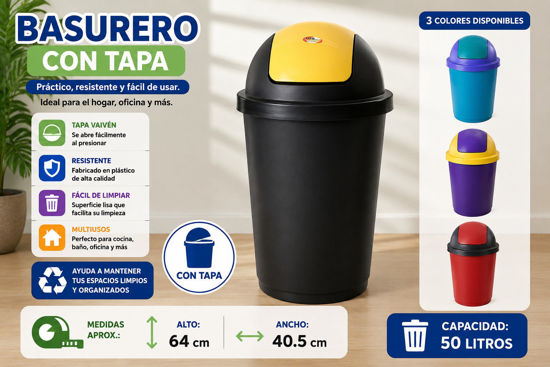 Foto de Basurero 50 ltrs Neoplast C/T 64alt,40.5 diam cms #1BSGDE (18)