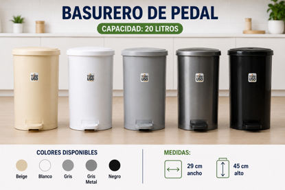 Foto de BASURERO PEDAL 20LTRS  29ANX45ALT CM TACOPLAST PLASTICO