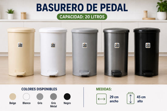 Foto de BASURERO PEDAL 20LTRS  29ANX45ALT CM TACOPLAST PLASTICO