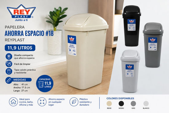 Foto de Papelera Ahorra Espacio #18 Reyplast c/t movil PPX041000 41alt,17.5anc,27 larg 11,9 ltrs cms (36)