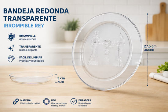 Foto de Bandeja redonda transparente irrompible atenas rey bjx046000