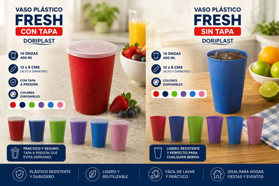 Foto de Vaso Plastico Fresh 14 onz Doriplast
