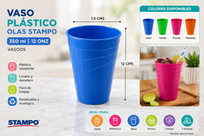 Foto de Vaso Plastico Olas Stampo VASO05 350ml 12onz 12alt,7.5anc cms (300)